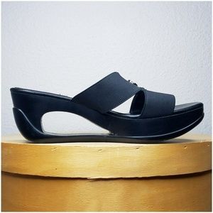Calvin Klein black slip on chunky wedge sandal